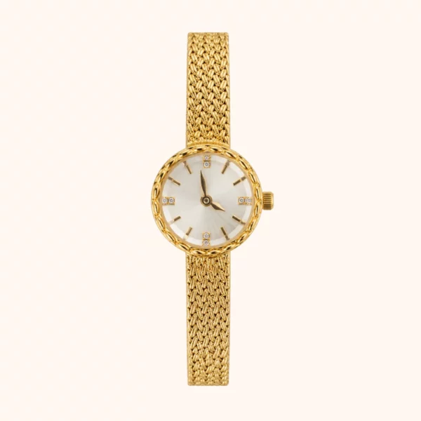 Elegant Gold Mesh Bracelet Watch White Dial Watch for Women