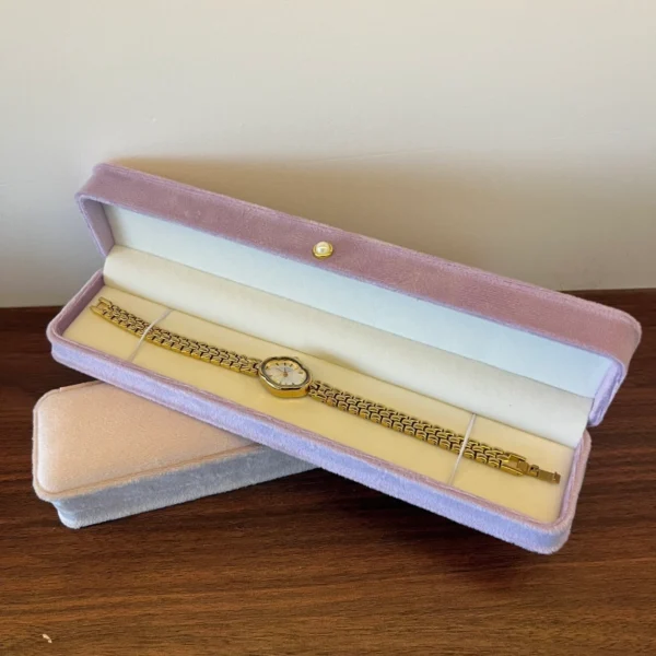 MH 672-4 Elegant Pink/Blue/Green/Beige Velvet Pearl Jewelry Gift Box