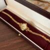 MoHer Watch Beige Small Face Gold Slim Chain Bracelet Watch for Women