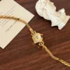 MoHer Watch Beige Small Face Gold Slim Chain Bracelet Watch for Women