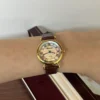 MoHer Watch Minimalist Round Face Brown Leather Strap Watch for Women