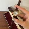 MoHer Watch Minimalist Round Face Brown Leather Strap Watch for Women