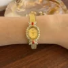 MoHer Elegant Gold Watch Marquise Rhinestone Bracelet Watch for Women