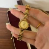 MoHerWatch Elegant Gold Oval Link Bracelet Round Dial Watch for Women