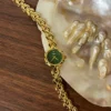 MH 727-3 MoHerWatch Elegant Green Oval Gold Link Bracelet Round Dial Watch for Women