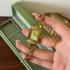 MoHerWatch Elegant Gold Rectangular Green Dial Gemstone Bracelet Watch for Women