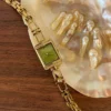 MoHerWatch Elegant Gold Rectangular Green Dial Gemstone Bracelet Watch for Women
