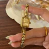MoHerWatch Elegant Gold Rectangular Gold Dial Bracelet Watch for Women