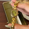 MH 737-5 MoHerWatch Elegant Gold Octagonal Green Dial Bracelet Watch for Women