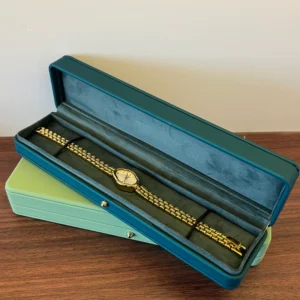 Vintage Green/Dark Green Long Watch Gift Box Elegant Bracelet & Timepiece Case