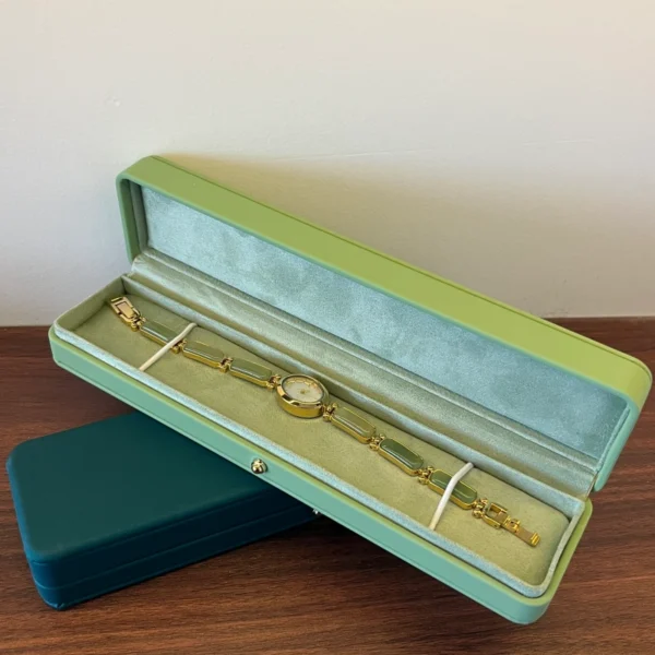 Vintage Green/Dark Green Long Watch Gift Box Elegant Bracelet & Timepiece Case
