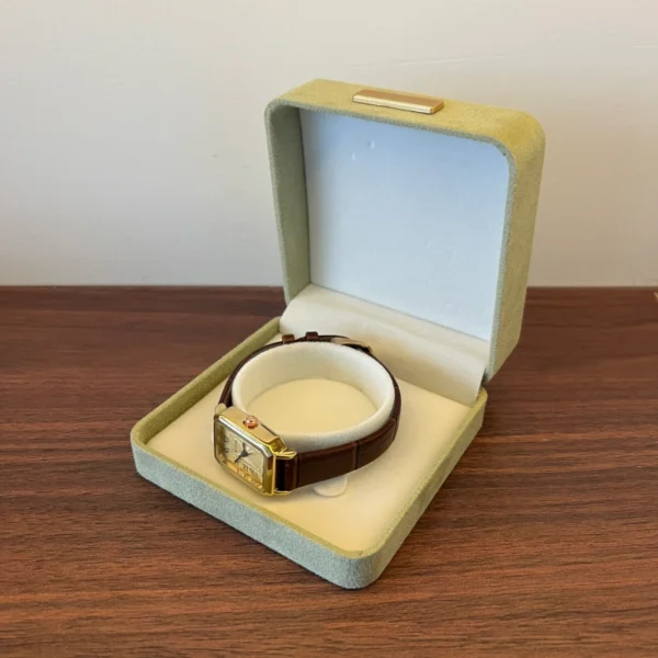 Modern Blue/Green Square Leather Watch Display Case Fabric Gift Box