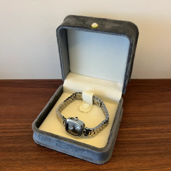 Square Pearl Button Accent Jewelry Organizer Women's Watch Gift Box