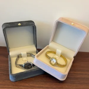 Vintage Square Grey/Pink Jewelry Organizer Women's Watch Gift Box