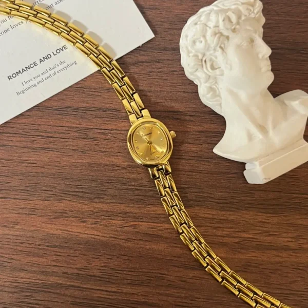 Classic Gold Watch Small Oval Dial Watch for Women