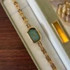 MoHer Watch Mint Mother of Pearl Dial Gold Oval Bracelet Watch for Women