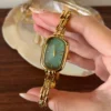 MoHer Watch Mint Mother of Pearl Dial Gold Oval Bracelet Watch for Women