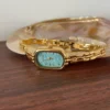 MoHer Watch Mint Mother of Pearl Dial Gold Oval Bracelet Watch for Women