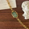 MoHer Watch Mint Mother of Pearl Dial Gold Oval Bracelet Watch for Women