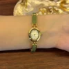 Dainty Gold Watch Oval Green Jade Bracelet Women's Watch