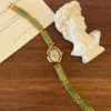 Dainty Gold Watch Oval Green Jade Bracelet Women's Watch