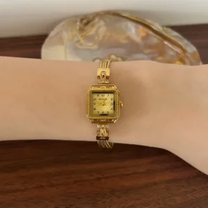 Dainty White Square Dial Silver Zircon Bracelet Watch for Women
