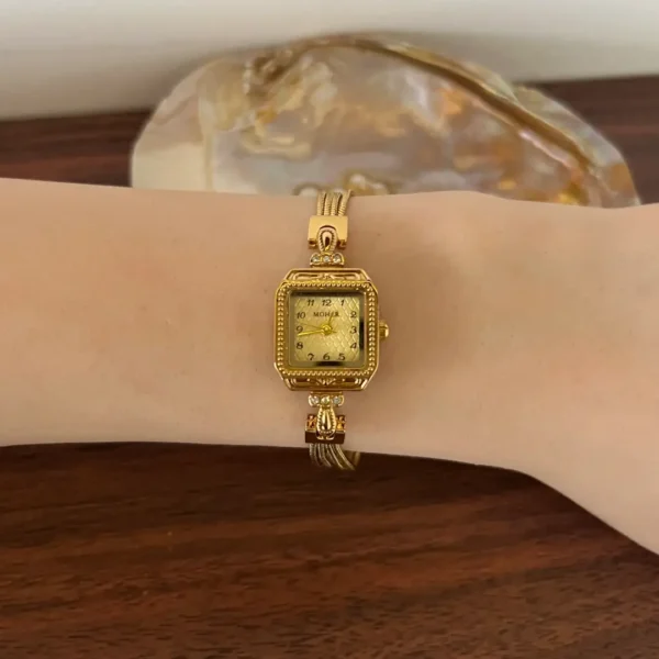 MH668-2 Dainty White Square Dial Silver Zircon Bracelet Watch for Women