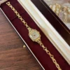Dainty White Square Dial Gold Zircon Bracelet Watch for Women