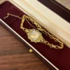 Dainty White Square Dial Gold Zircon Bracelet Watch for Women
