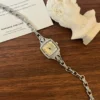 MH670-1 Dainty White Square Dial Silver Zircon Bracelet Watch for Women
