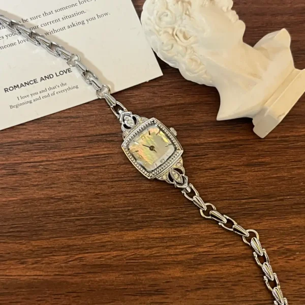 MH670-1 Dainty White Square Dial Silver Zircon Bracelet Watch for Women