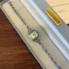 MH670-2 Dainty White Square Dial Silver Zircon Bracelet Watch for Women
