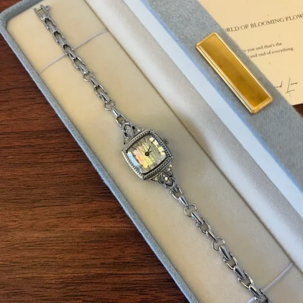MH670-2 Dainty White Square Dial Silver Zircon Bracelet Watch for Women