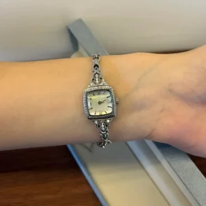Dainty White Square Dial Silver Zircon Bracelet Watch for Women