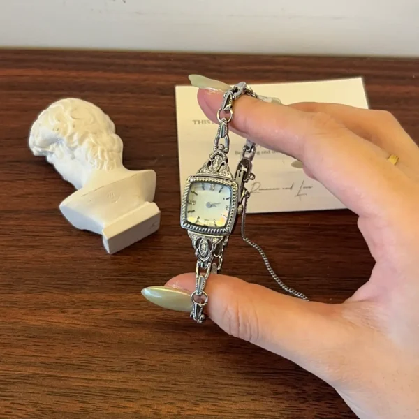 MH670-4 Dainty White Square Dial Silver Zircon Bracelet Watch for Women