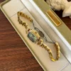 MoHer Watch Gold Square Dark Green Dial Bracelet Watch for Women