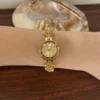 MH702-2 Elegant Gold Floral Crystal Bracelet White Dial Watch for Women