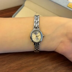 Dainty Silver Watch Small Oval Dial Watch for Women