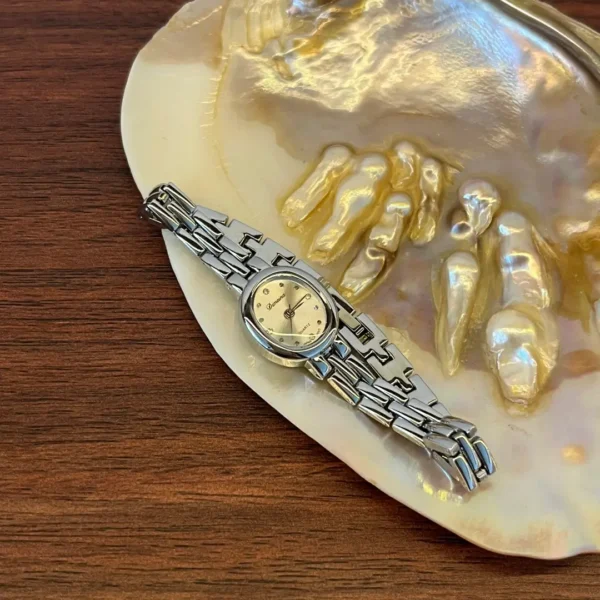 Dainty Silver Watch Small Oval Dial Watch for Women
