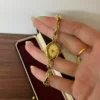 MH705-2 Classic Gold Marquise Floral Bracelet Rhinestone Watch for Women