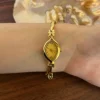 MH705-3 Classic Gold Marquise Floral Bracelet Rhinestone Watch for Women