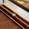 Classic Irregular-Shaped Gold Dial Bracelet Watch for Women