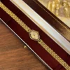 Classic Irregular-Shaped Gold Dial Bracelet Watch for Women