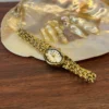 Classic Irregular-Shaped Gold Dial Bracelet Watch for Women