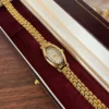 Classic Irregular-Shaped Gold Dial Bracelet Watch for Women