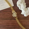 Classic Irregular-Shaped Gold Dial Bracelet Watch for Women