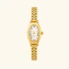 Classic Irregular-Shaped Gold Dial Bracelet Watch for Women