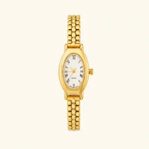 Classic Irregular-Shaped Gold Dial Bracelet Watch for Women