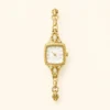 Dainty White Square Dial Gold Zircon Bracelet Watch for Women