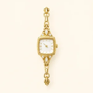 Dainty White Square Dial Gold Zircon Bracelet Watch for Women